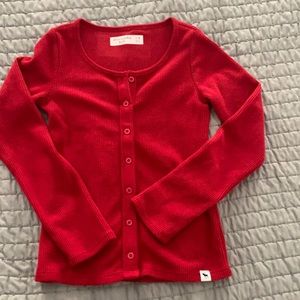 Abercrombie Kids Red Ribbed 7/8 Girls Long Sleeve Top NBW